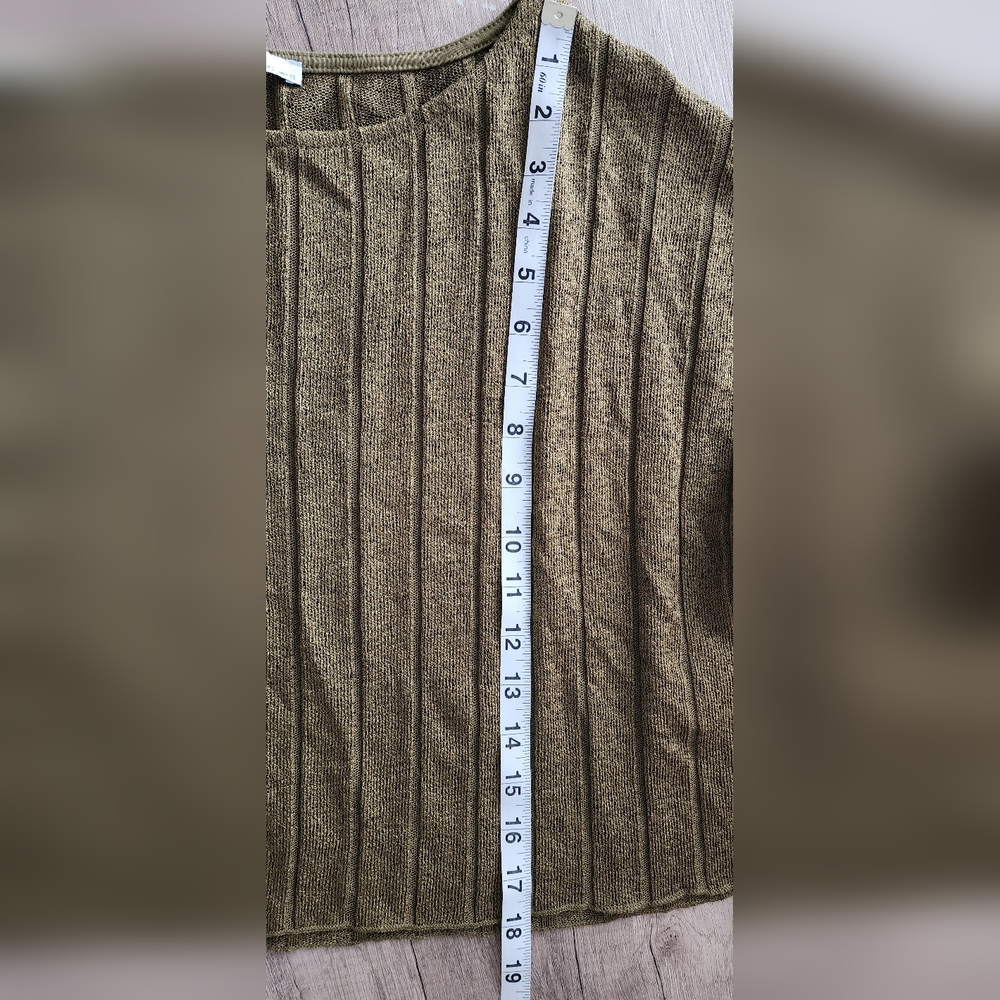 Zara Olive Green Ribbed Knit Cropped Boho Top with Tie Sleeves Women's Small - Picture 6 of 7